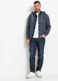 Sweat zippé à capuche et détails enduits