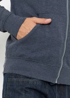 Sweat zippé à capuche et détails enduits