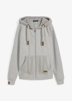 Sweat zippé à capuche et poches en maille