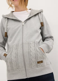 Sweat zippé à capuche et poches en maille