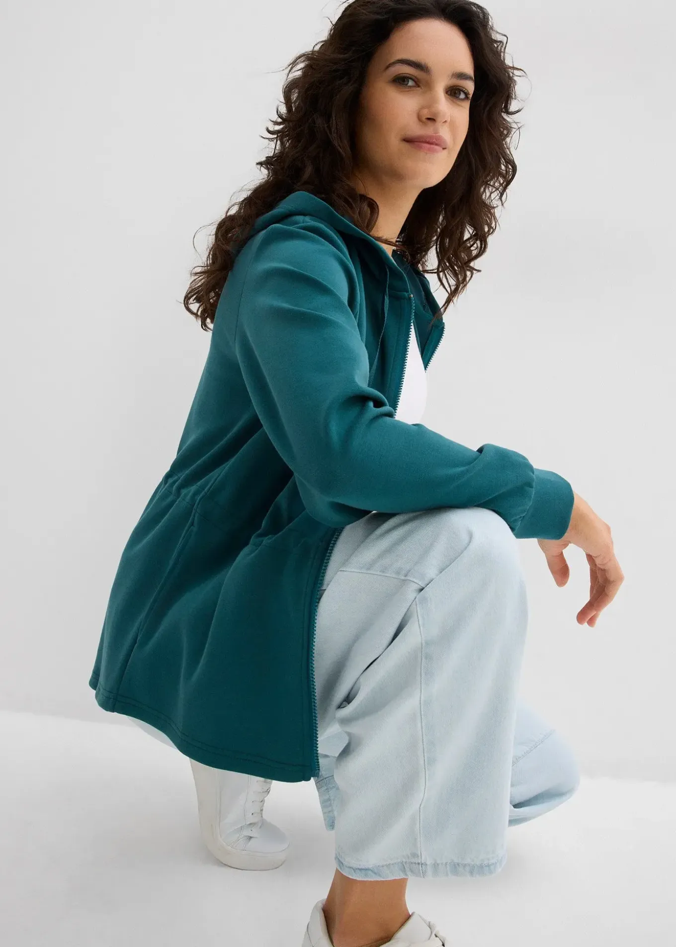 Sweat zippé à capuche, extensible