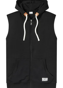 Sweat zippé à capuche sans manches en coton mélangé