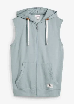 Sweat zippé à capuche sans manches en coton mélangé