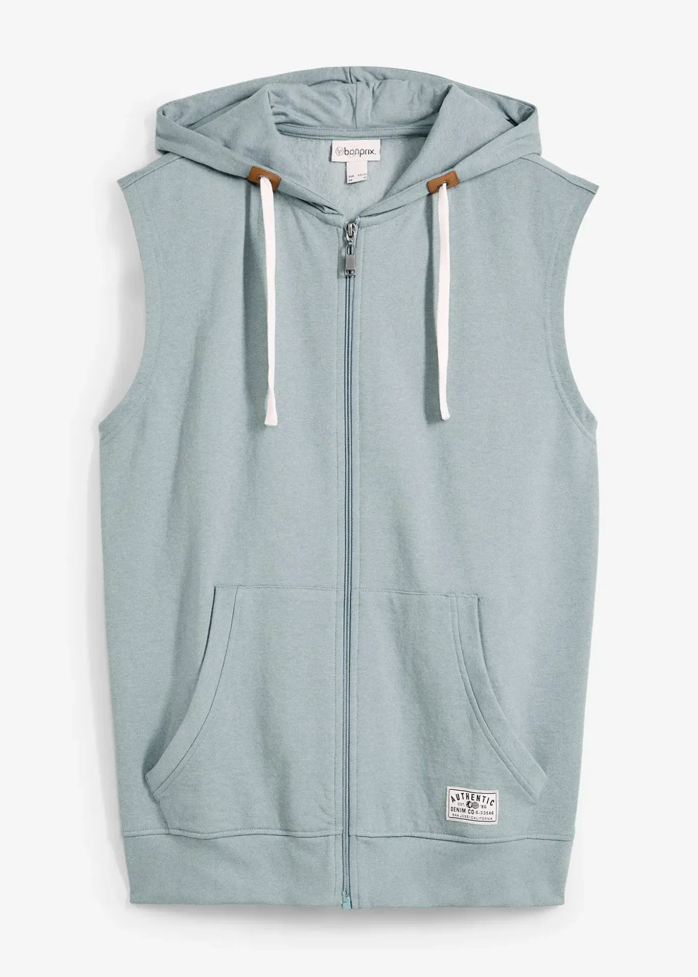 Sweat zippé à capuche sans manches en coton mélangé
