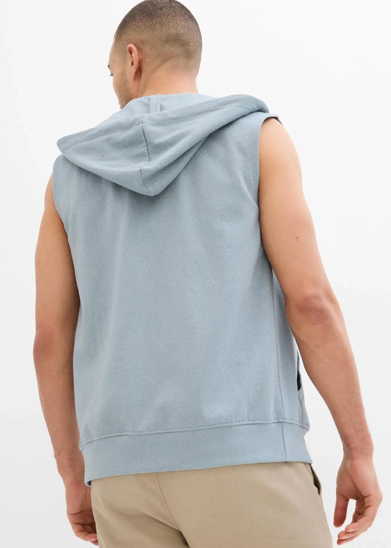 Sweat zippé à capuche sans manches en coton mélangé