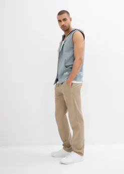 Sweat zippé à capuche sans manches en coton mélangé