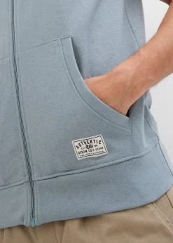 Sweat zippé à capuche sans manches en coton mélangé