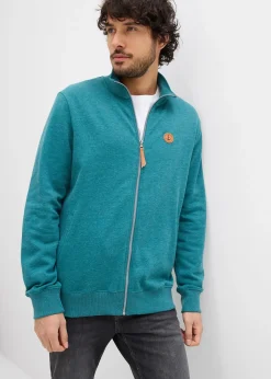 Sweat zippé à col montant et détails enduits