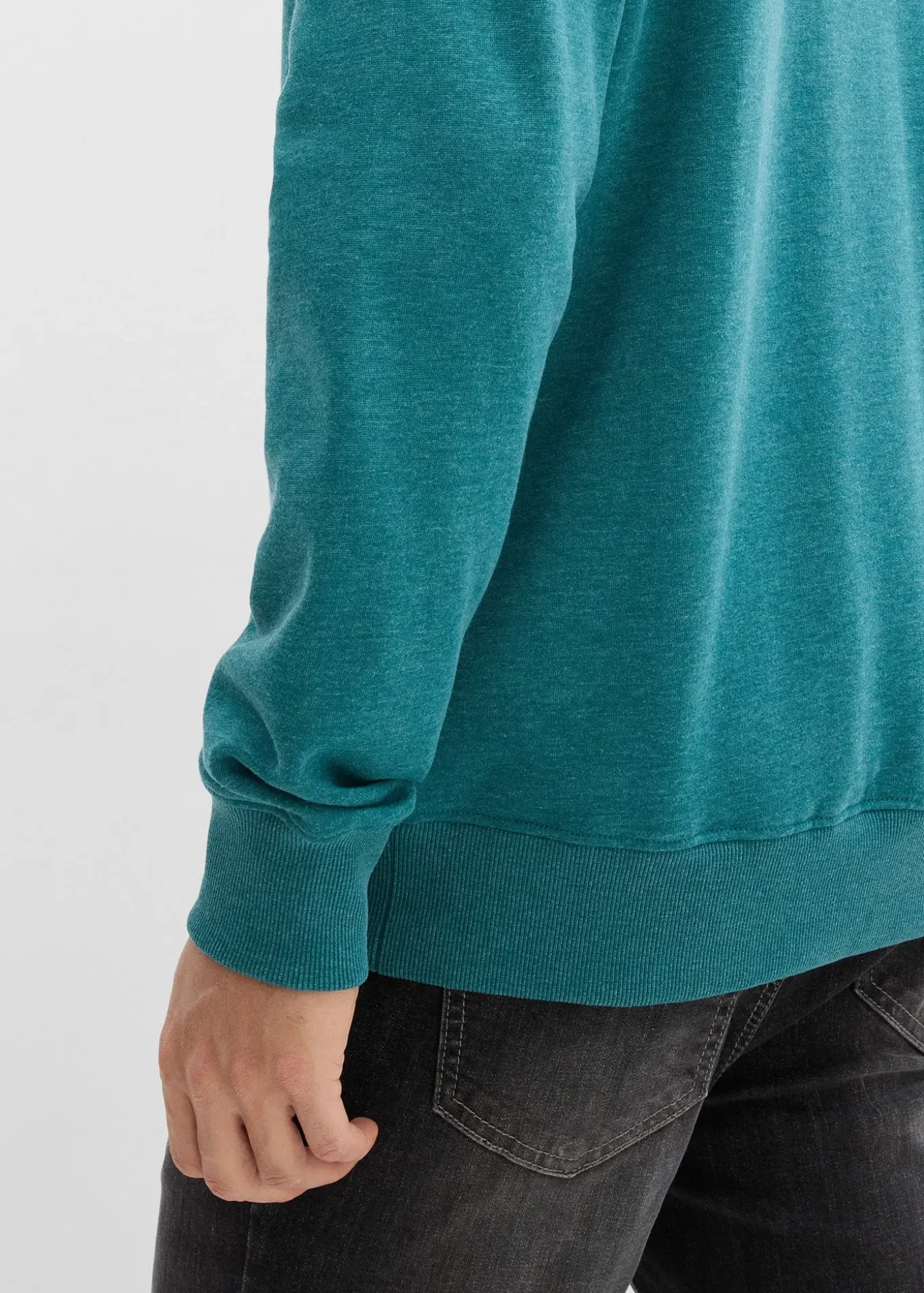 Sweat zippé à col montant et détails enduits