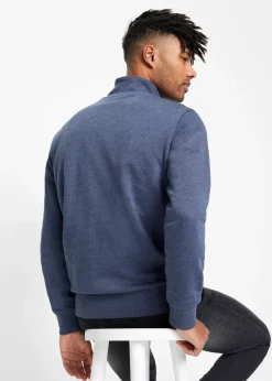 Sweat zippé à col montant et détails enduits