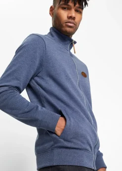 Sweat zippé à col montant et détails enduits