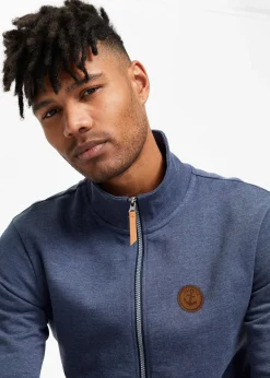 Sweat zippé à col montant et détails enduits