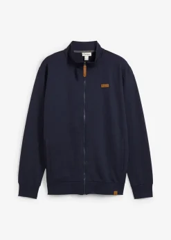 Sweat zippé à col montant et détails enduits