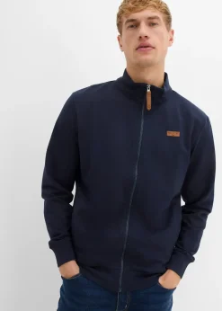 Sweat zippé à col montant et détails enduits