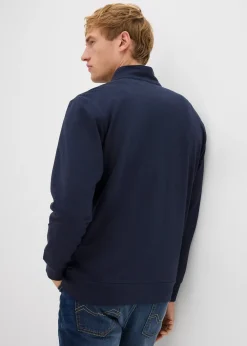 Sweat zippé à col montant et détails enduits