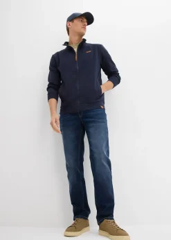 Sweat zippé à col montant et détails enduits