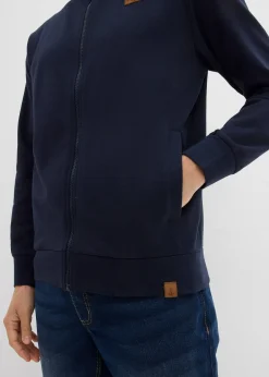 Sweat zippé à col montant et détails enduits