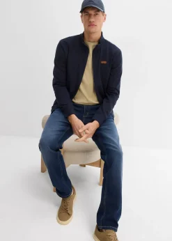 Sweat zippé à col montant et détails enduits