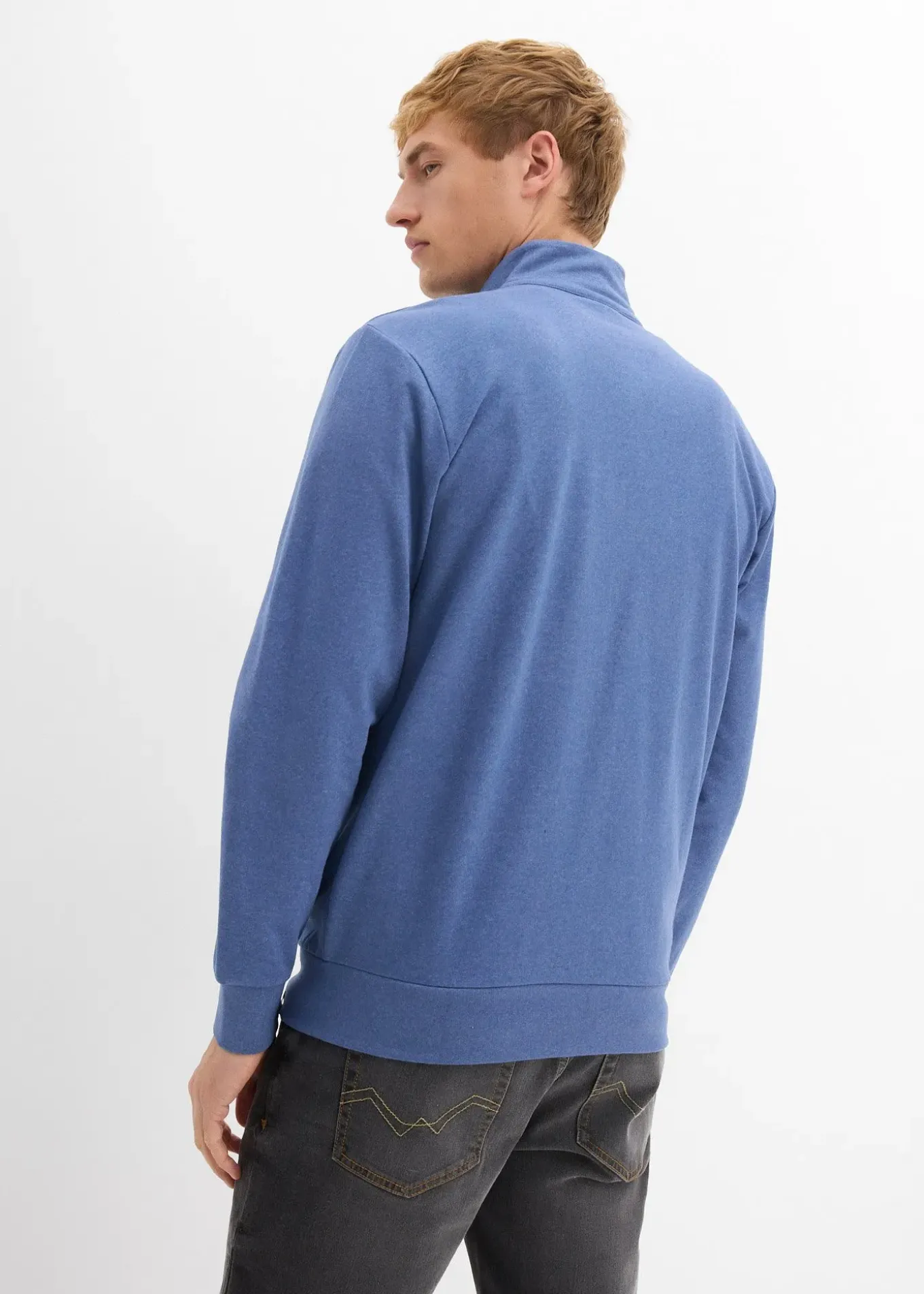 Sweat zippé à col montant et détails enduits