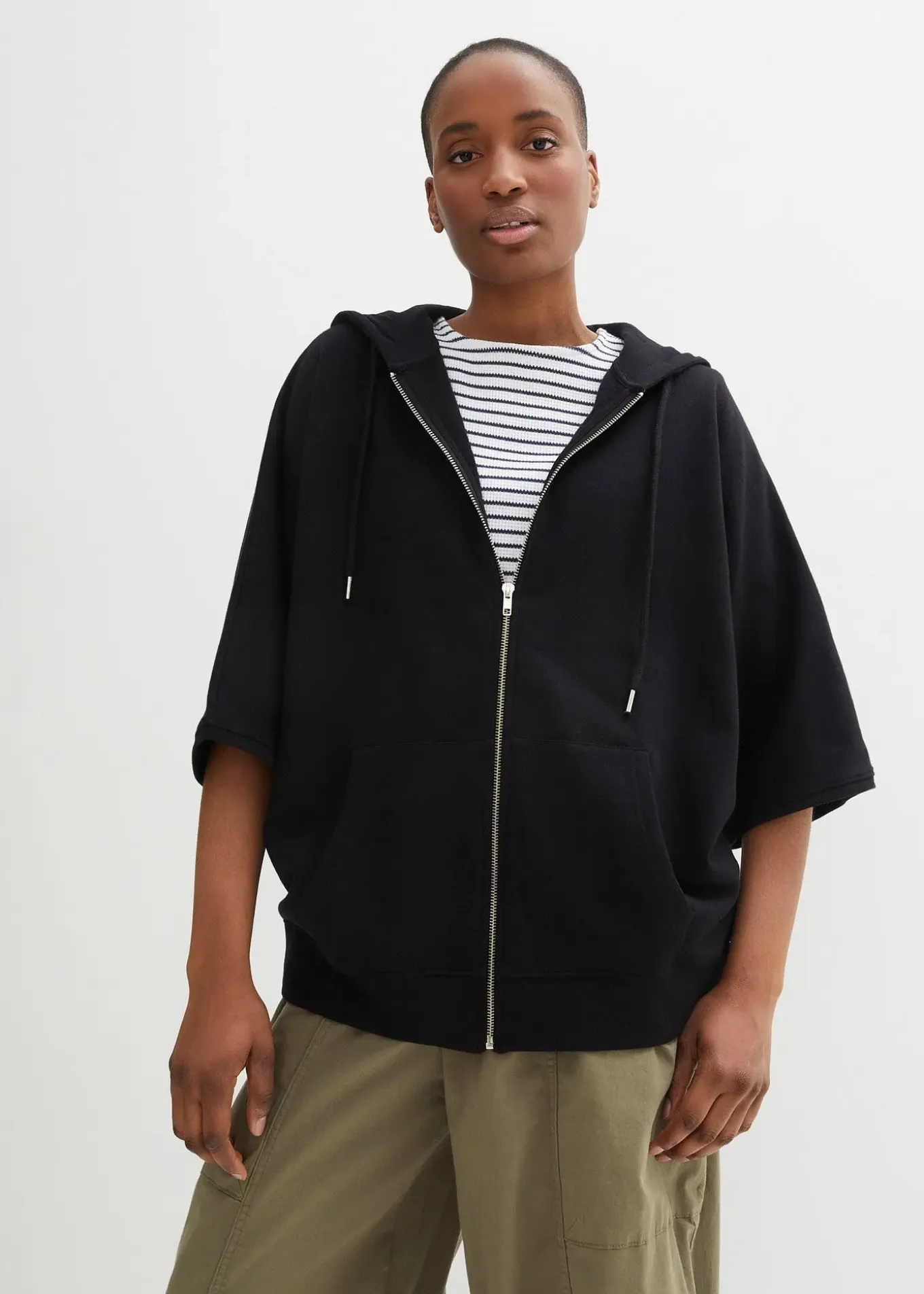 Sweat zippé cape en coton