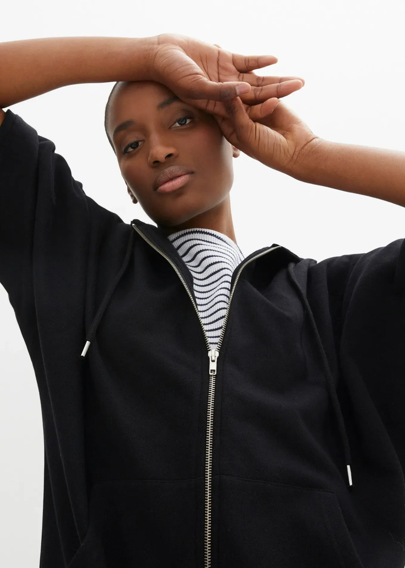 Sweat zippé cape en coton