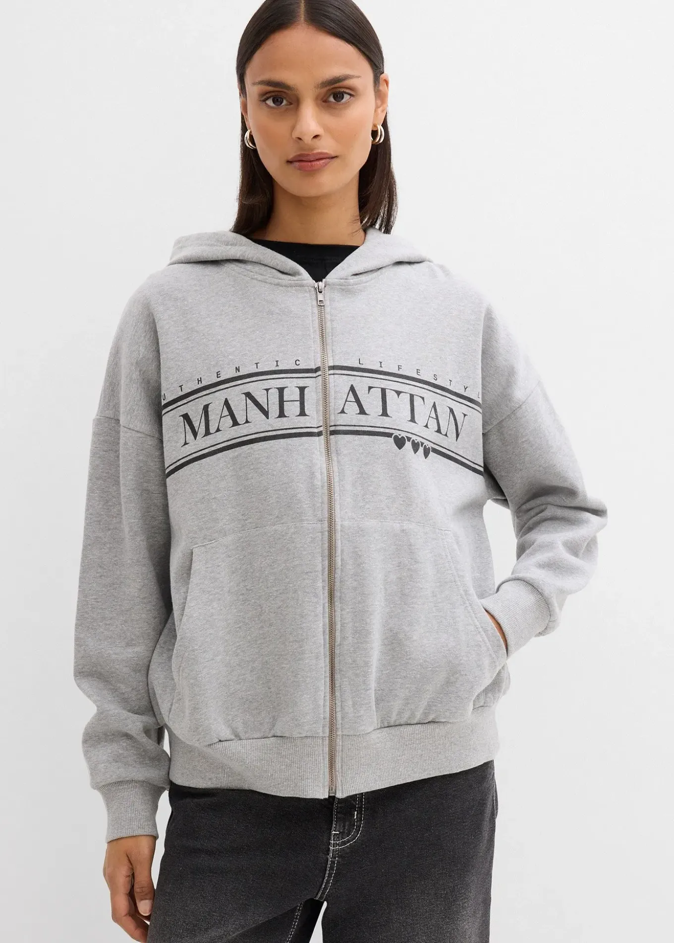 Sweat zippé large à capuche