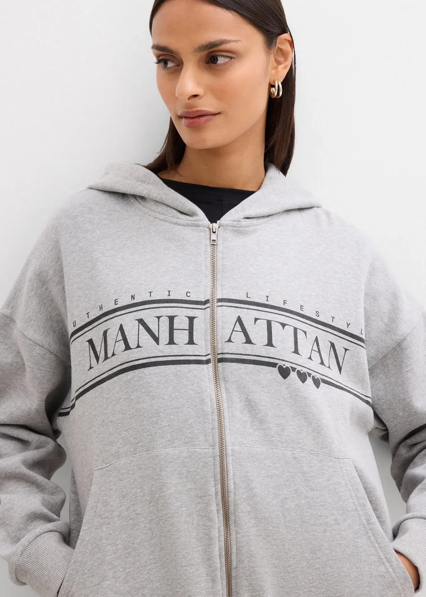 Sweat zippé large à capuche