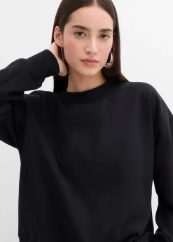 Sweat-shirt en coton à large col côtelé