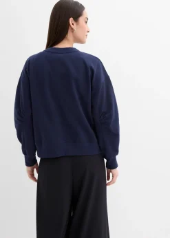 Sweat-shirt en coton à large col côtelé