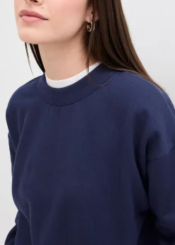 Sweat-shirt en coton à large col côtelé