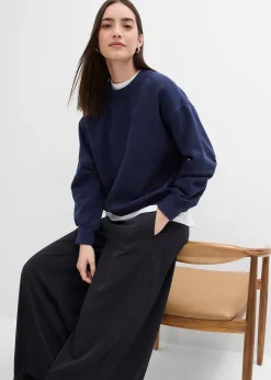 Sweat-shirt en coton à large col côtelé