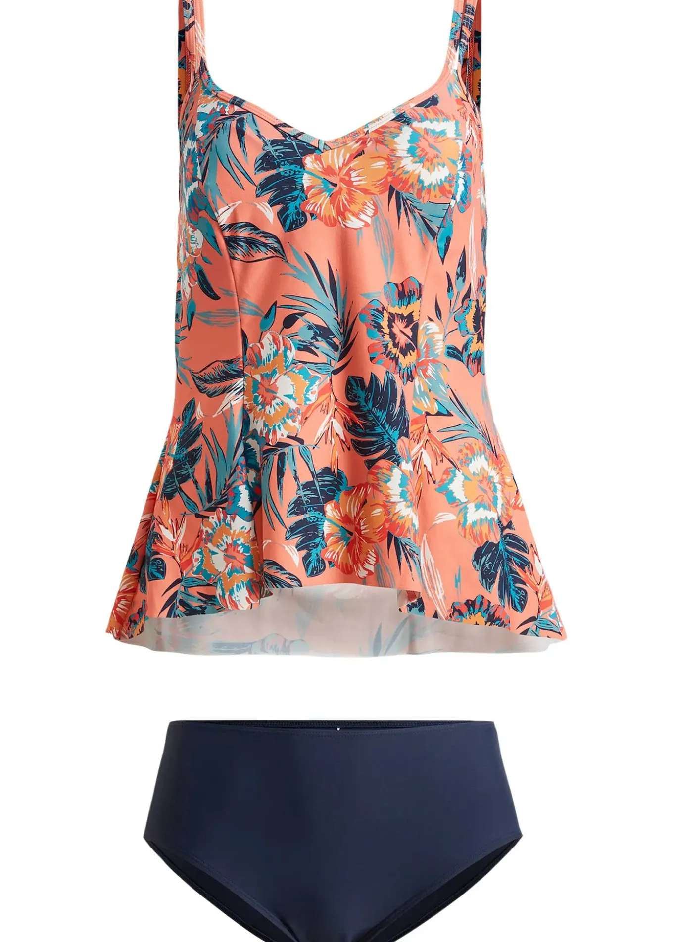 Tankini (ens. 2 pces) à décolleté en V