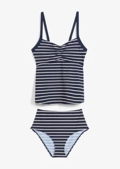 Tankini (ens. 2 pces) avec décolleté froncé