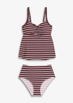 Tankini (ens. 2 pces) avec décolleté froncé
