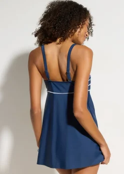 Tankini long à coutures décoratives (ens. 2 pces)