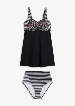 Tankini long avec shorty taille haute (ens. 2 pces)