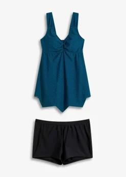 Tankini long (ens. 2 pces) avec base en zigzag