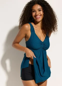 Tankini long (ens. 2 pces) avec base en zigzag