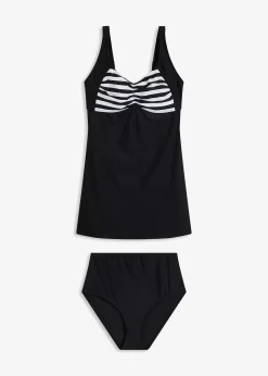 Tankini long (ens. 2 pces) avec bas de maillot taille haute