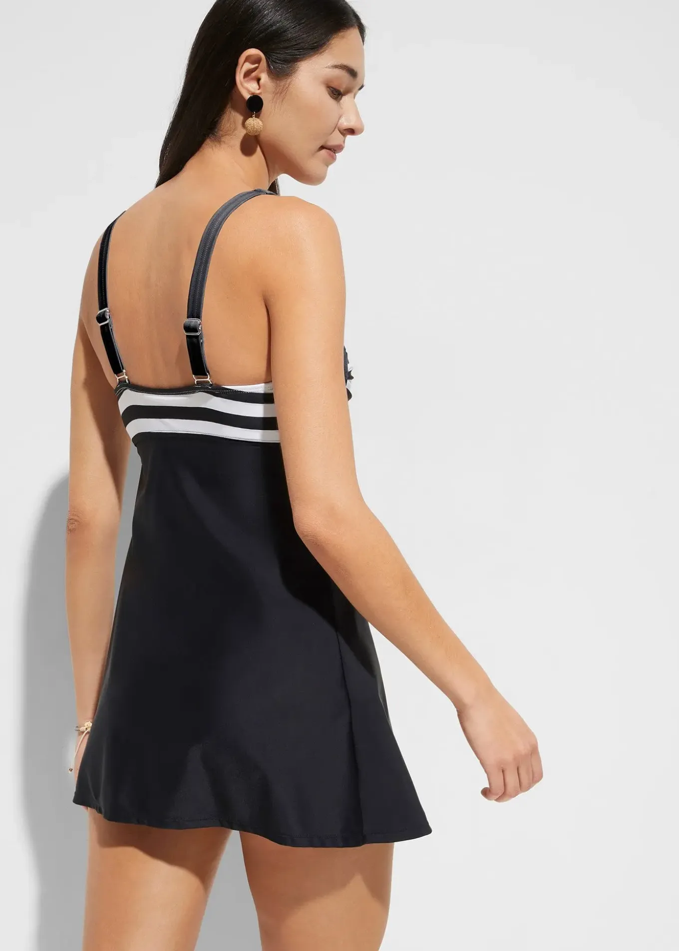 Tankini long (ens. 2 pces) avec bas de maillot taille haute