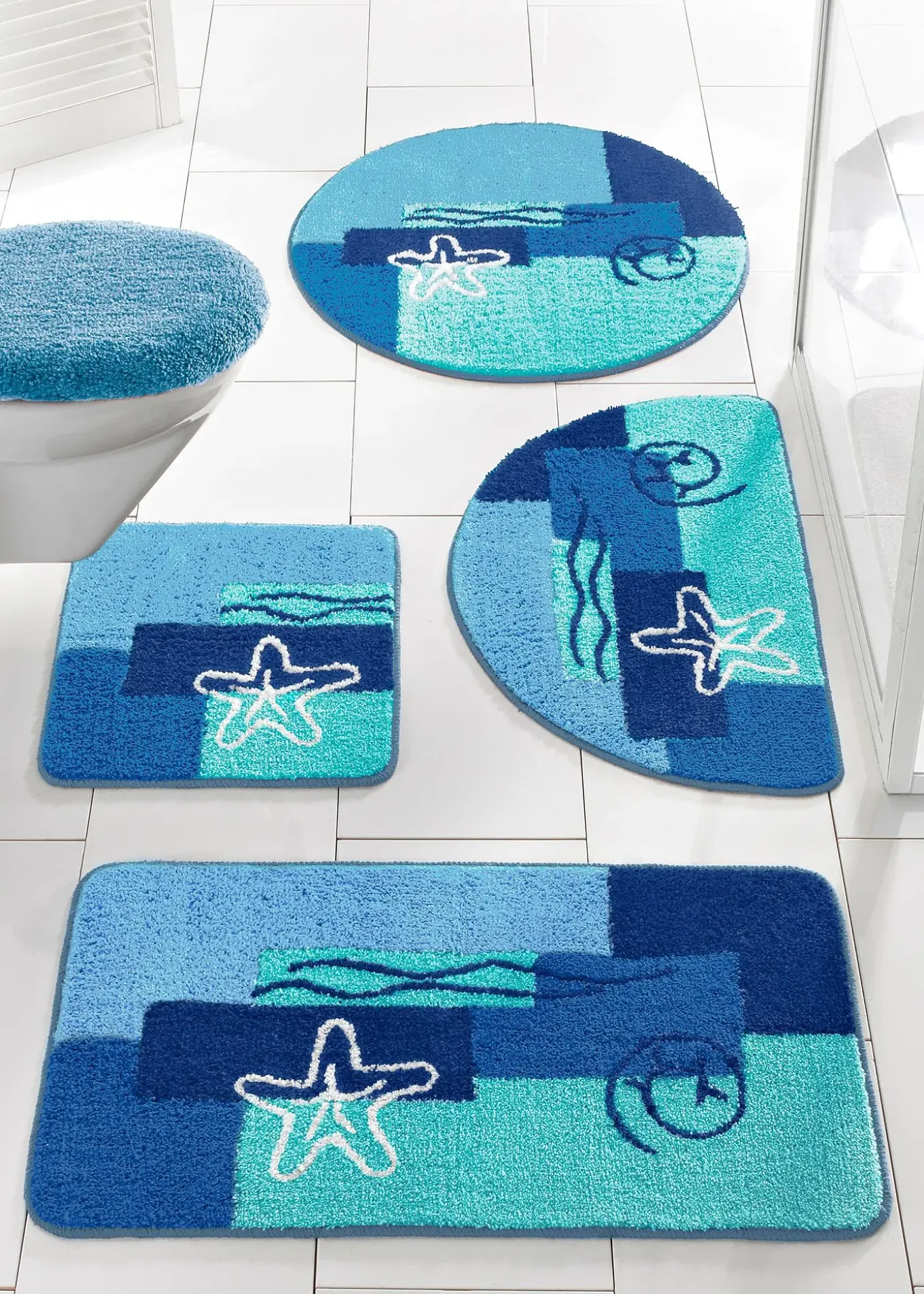Tapis de bain motifs marins