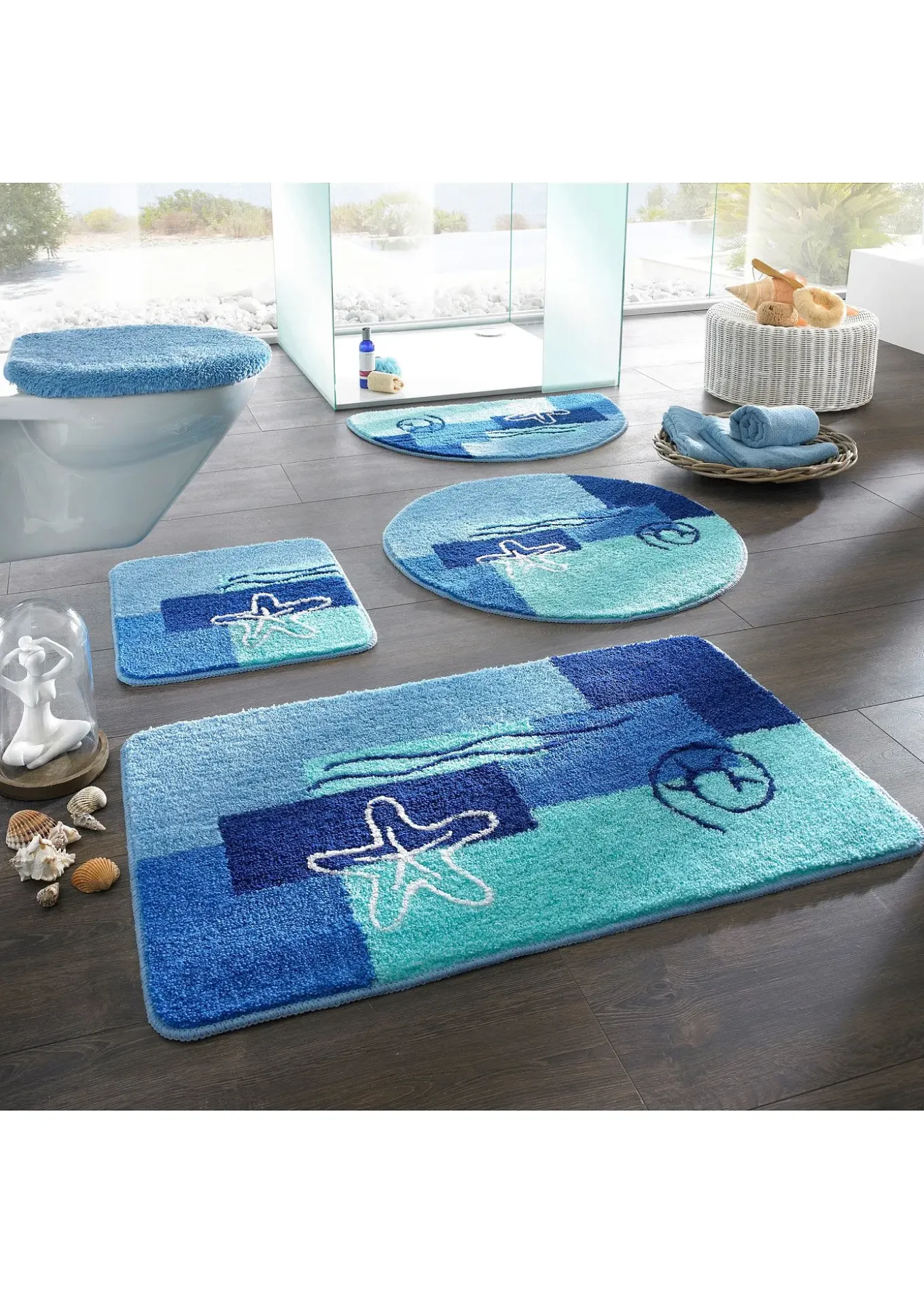 Tapis de bain motifs marins