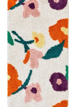 Tapis de bain tufté à motif floral multicolore