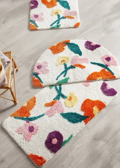 Tapis de bain tufté à motif floral multicolore
