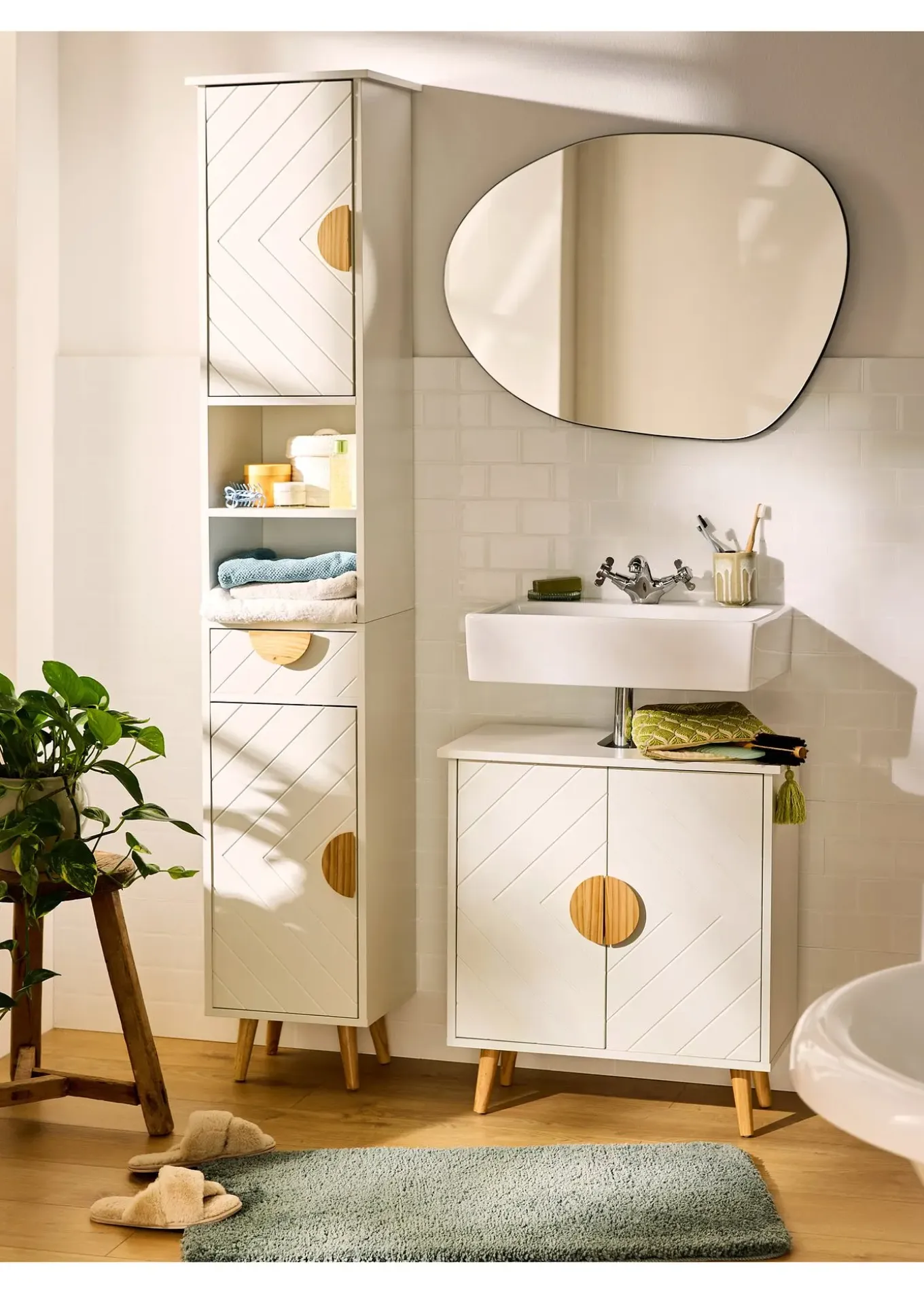 Tapis de bain tufté uni et haut