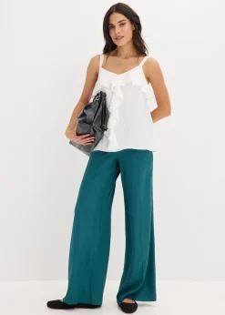 Top à bretelles fines en satin brillant