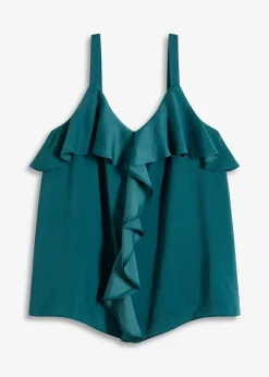 Top à bretelles fines en satin brillant