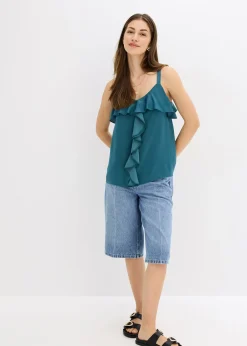 Top à bretelles fines en satin brillant