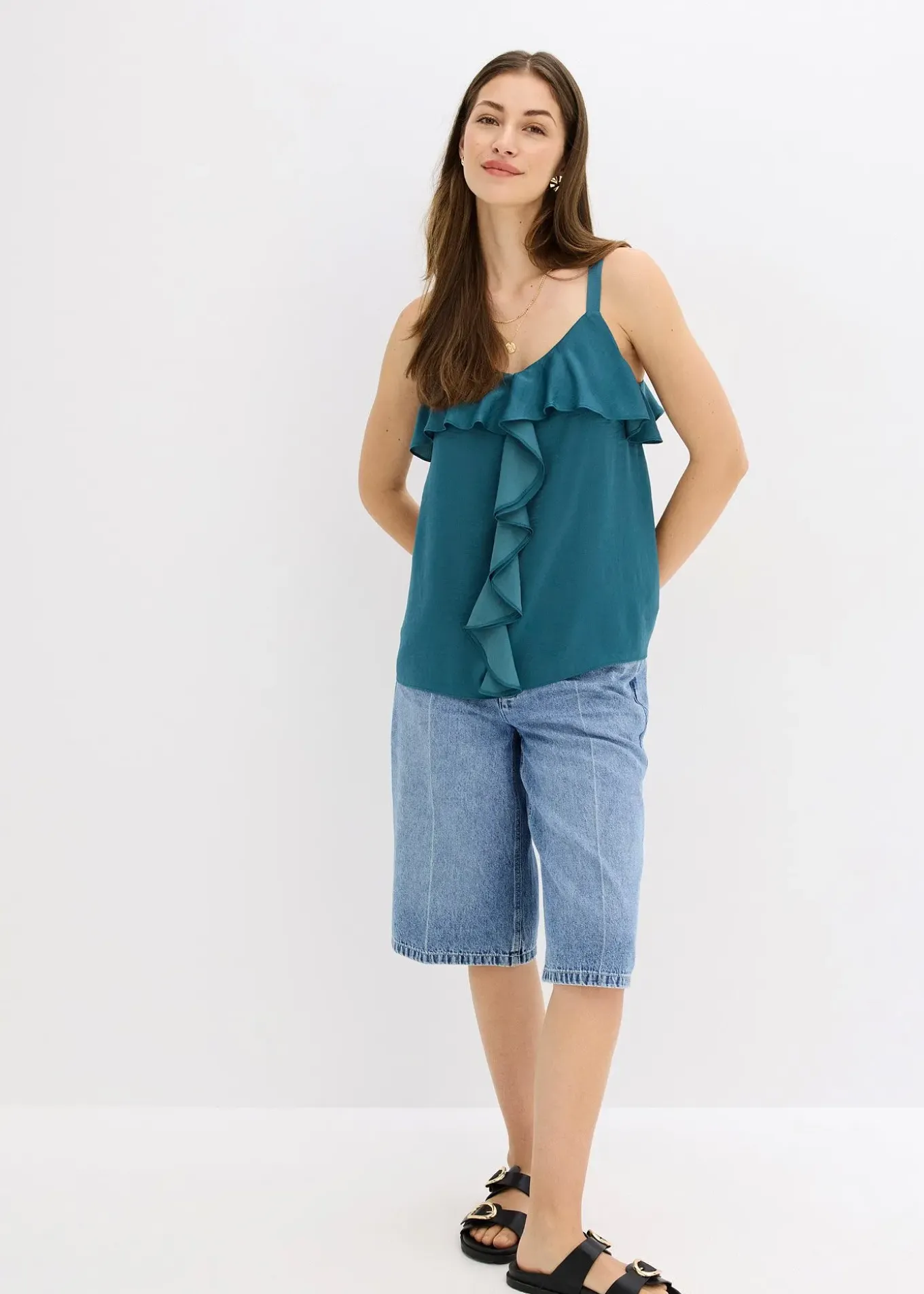 Top à bretelles fines en satin brillant