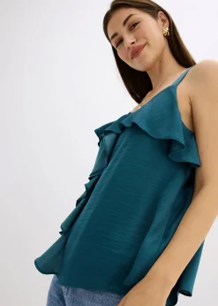 Top à bretelles fines en satin brillant